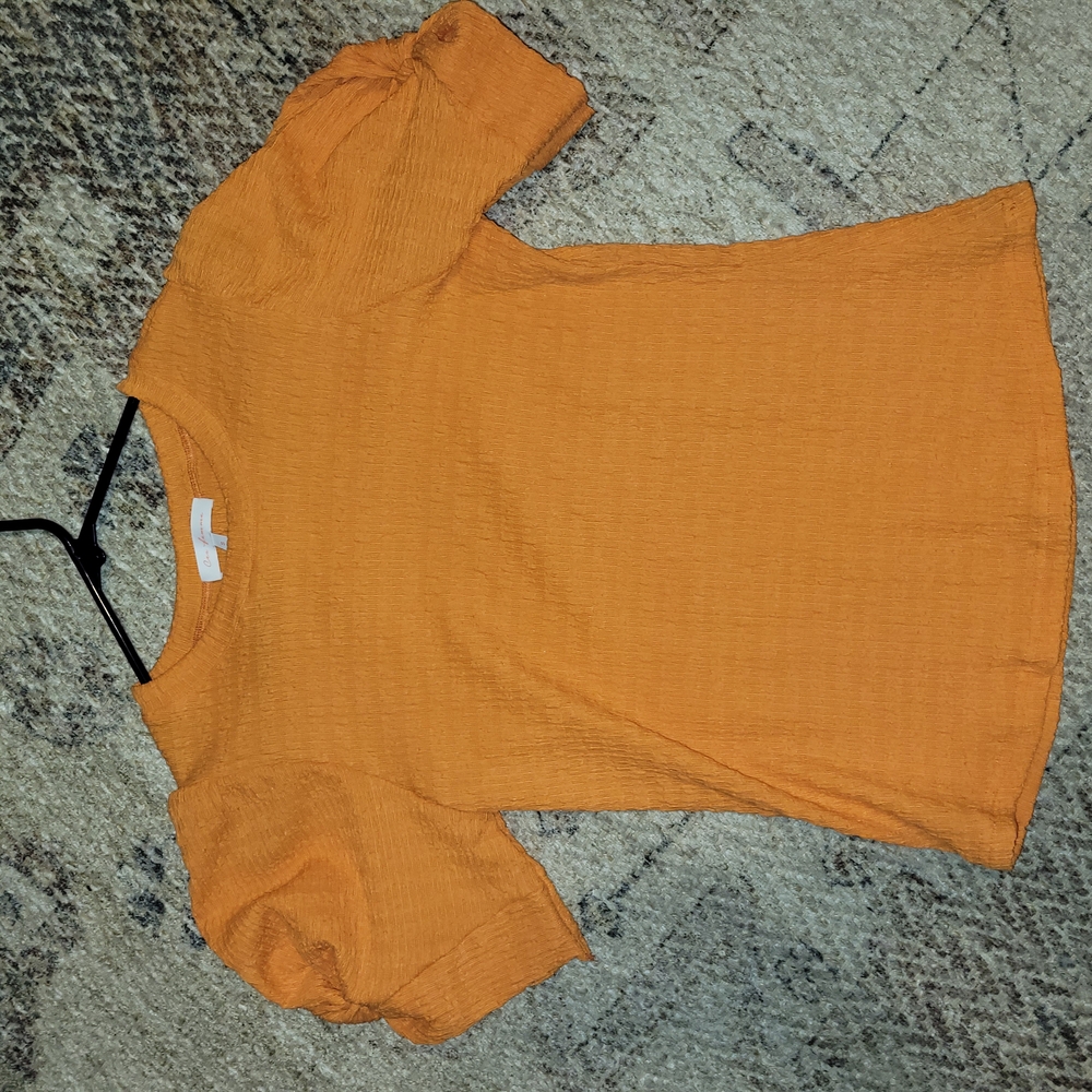 Women's Orange Puff Sleeve Top